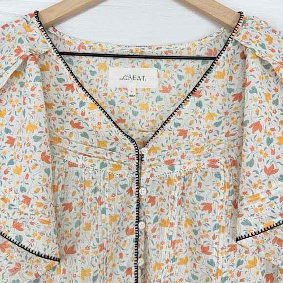 The Great Flounce Top Women M Whip Stitch Floral Ruffle Sleeve Cottage Boho $295 - Picture 3 of 16